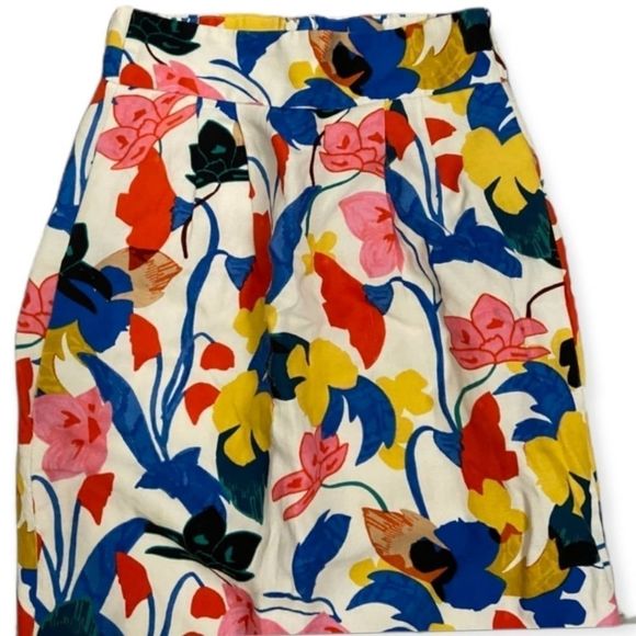 J. CREW White, Red, Blue, Yellow Pintucked in Morning Floral Skirt Size 0 - Picture 4 of 8